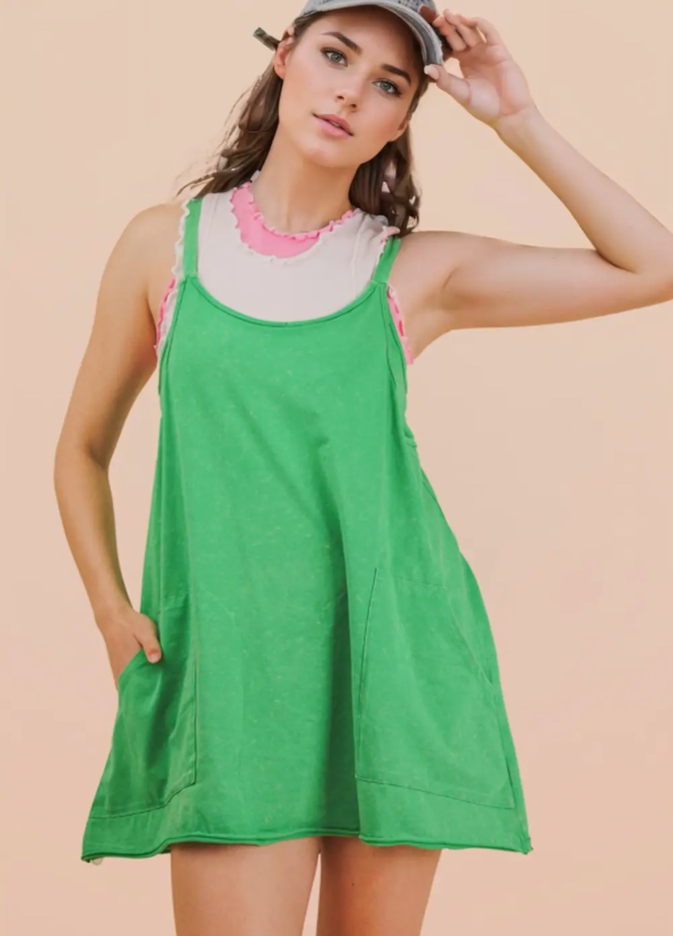 Green Athletic Dress with Built in Shorts
