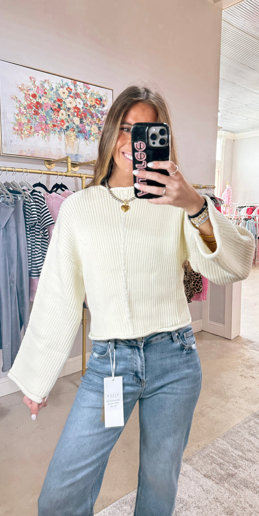 White Ribbed Sweater