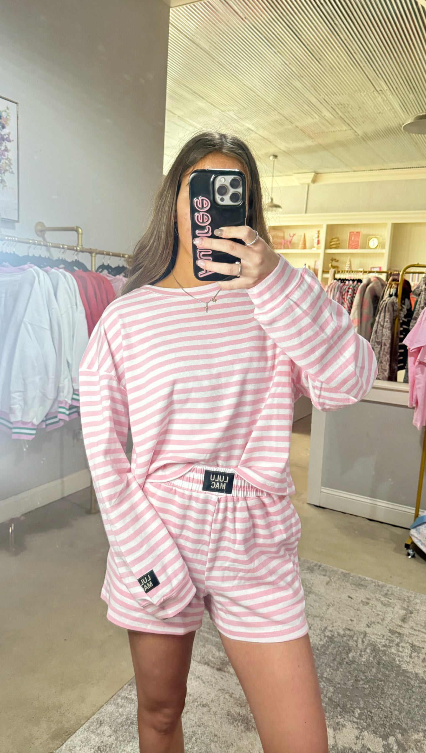 Pink Stripe Lulu Mac Shorts