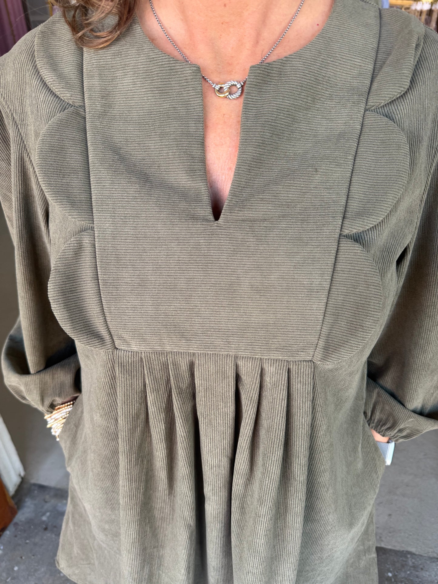 Green Corduroy Dress