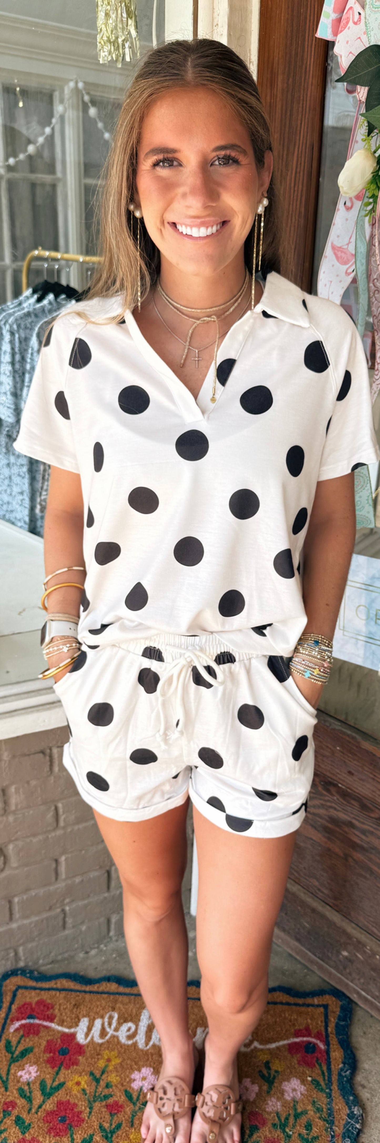 White Polka Dot Short Set