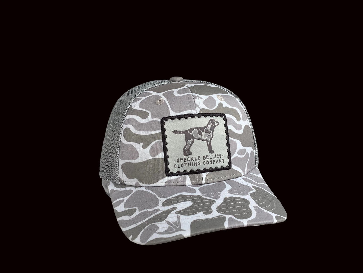 Grey Camo Dog Speckle Bellies Hat