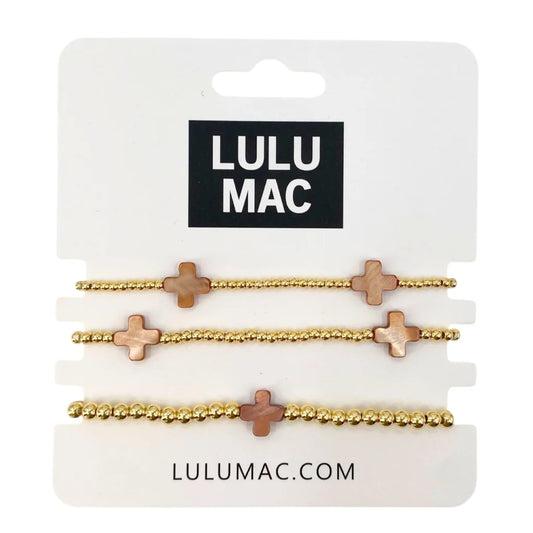 Lulu Mac Brown Cross Bracelet Set