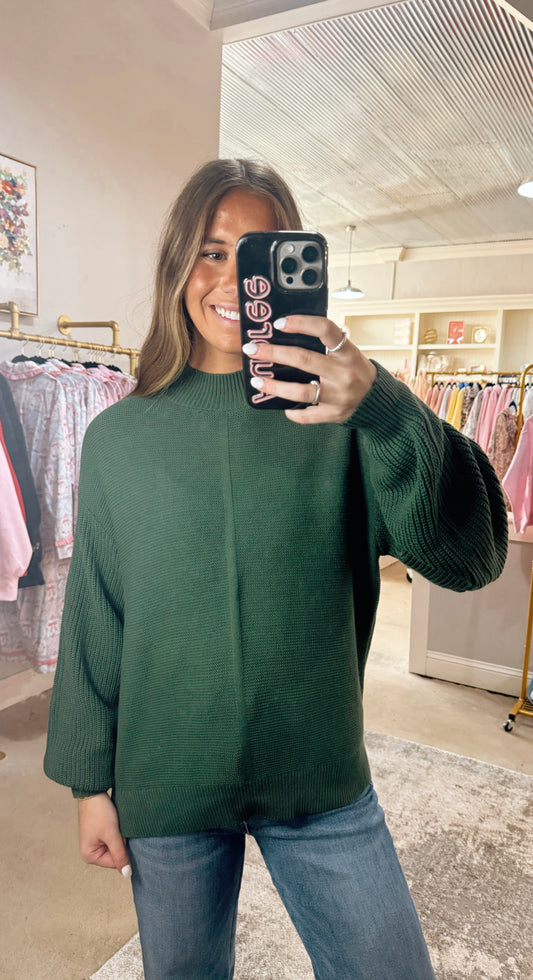 Green Side Slit Sweater