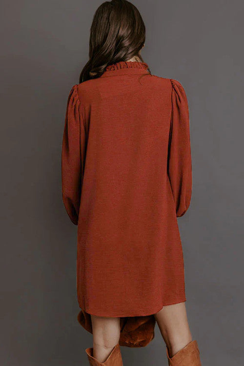 Coffee Dress with Gold Buttons