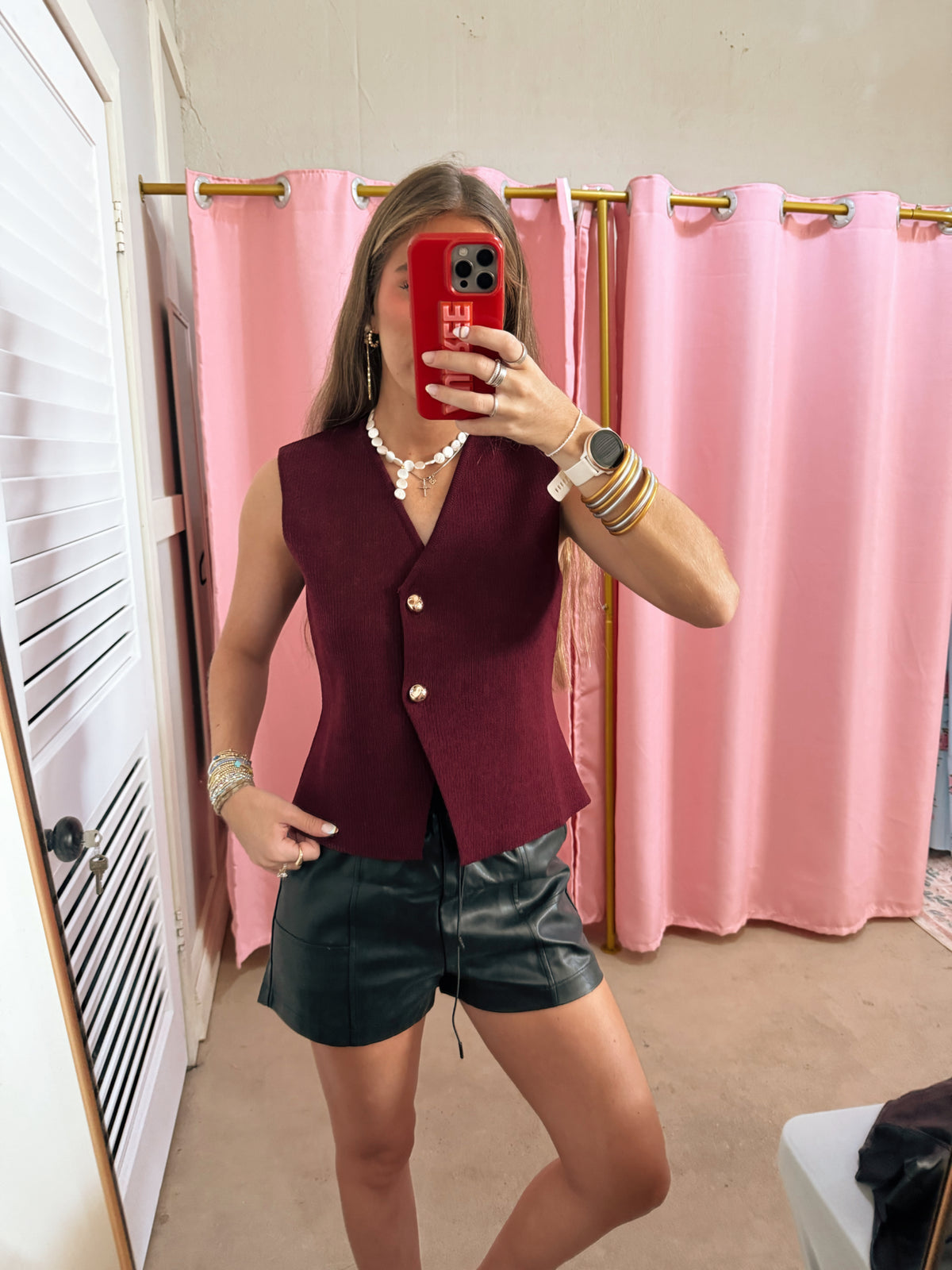 Maroon Vest with Gold Buttons