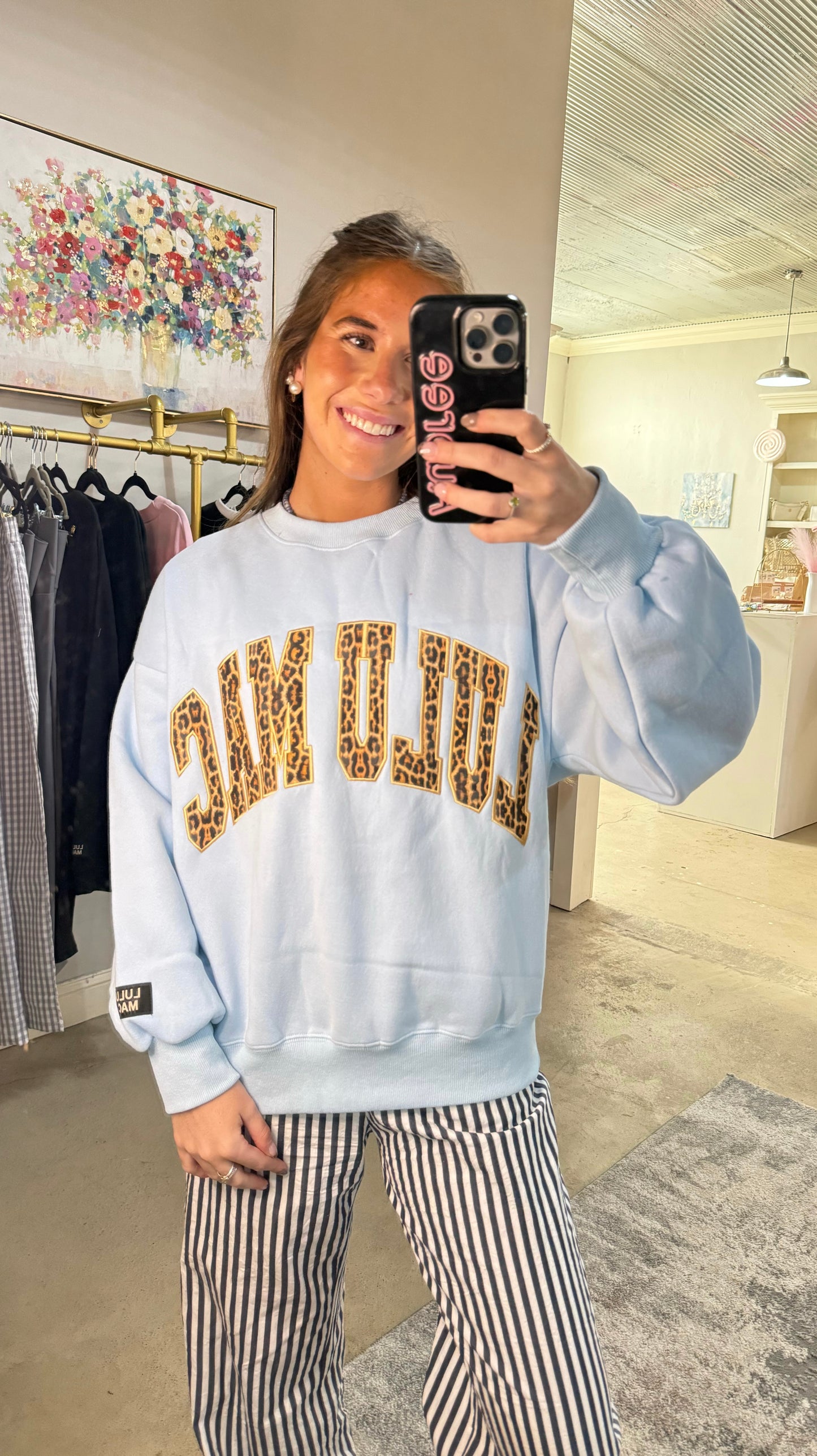 Blue & Cheetah Lulu Mac Sweatshirt