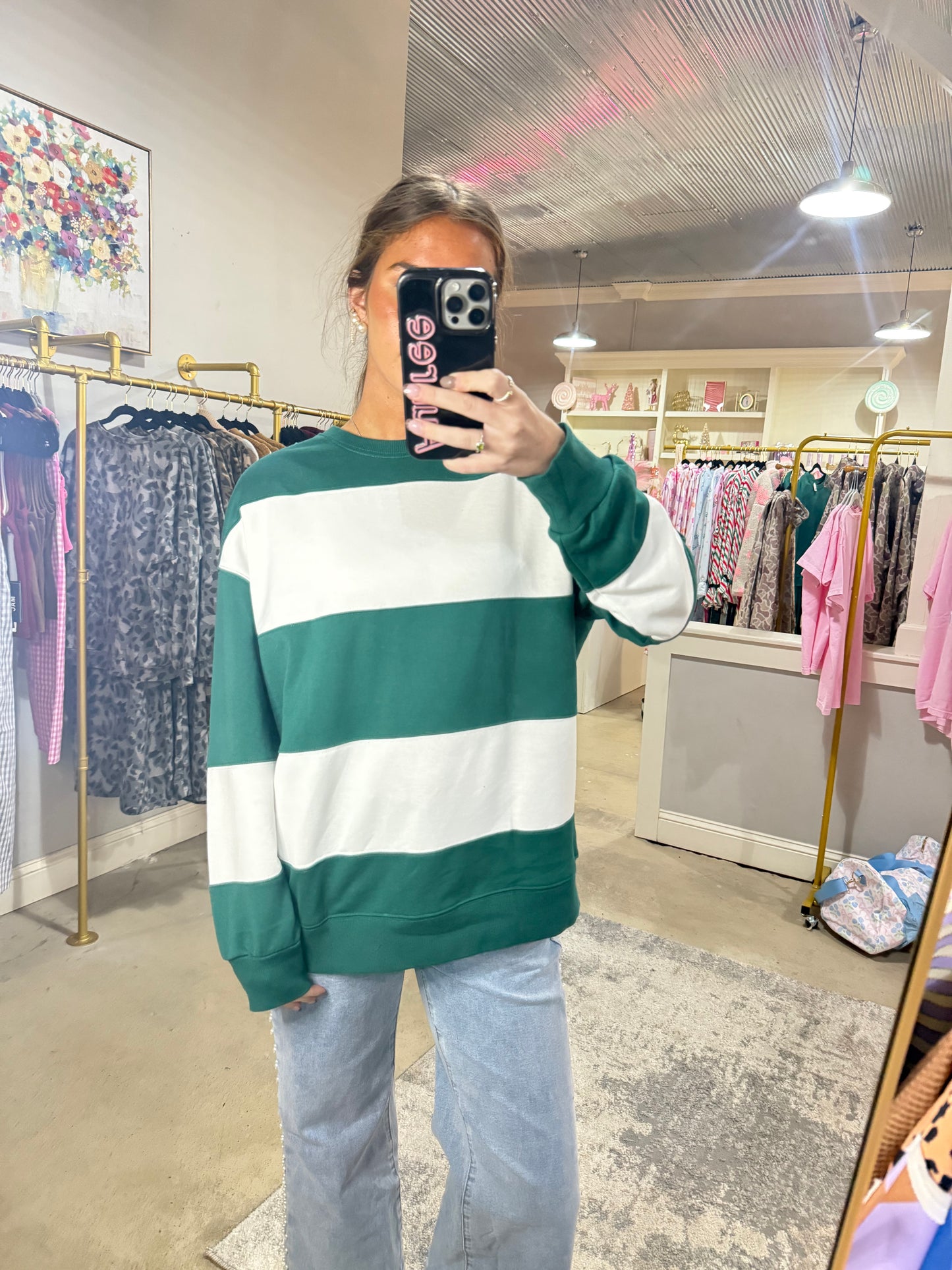 Green Striped Sweater