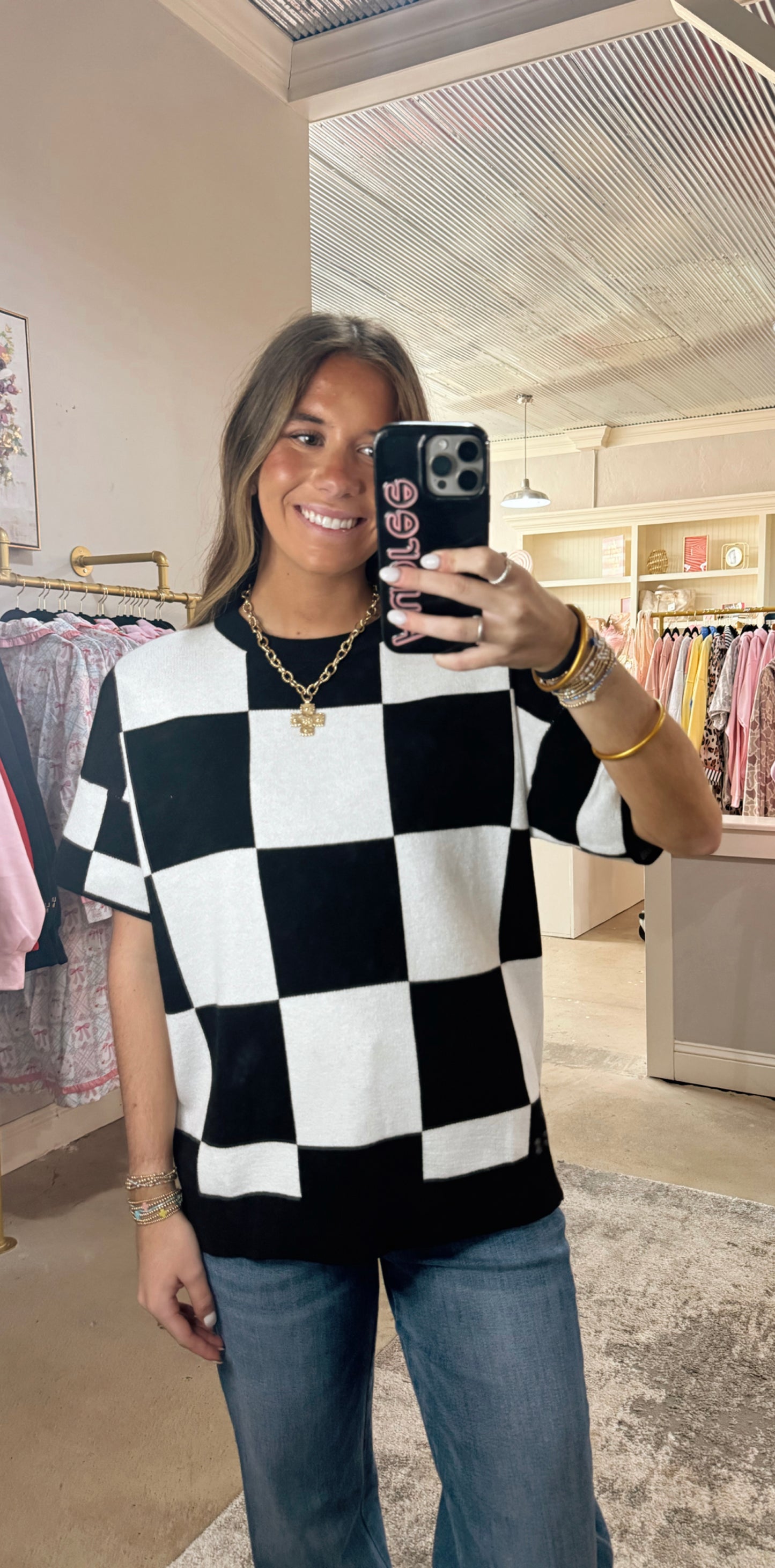 Black Checkered Sweater