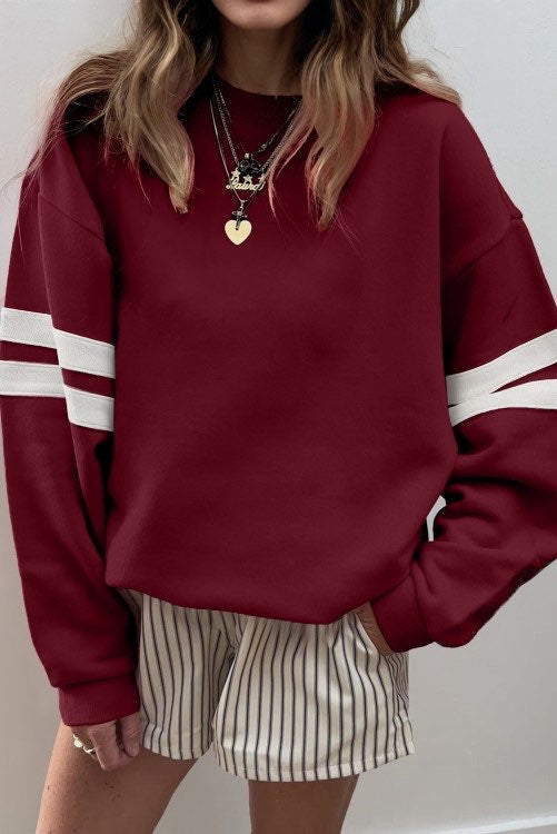 Maroon Varsity Sleeve Top