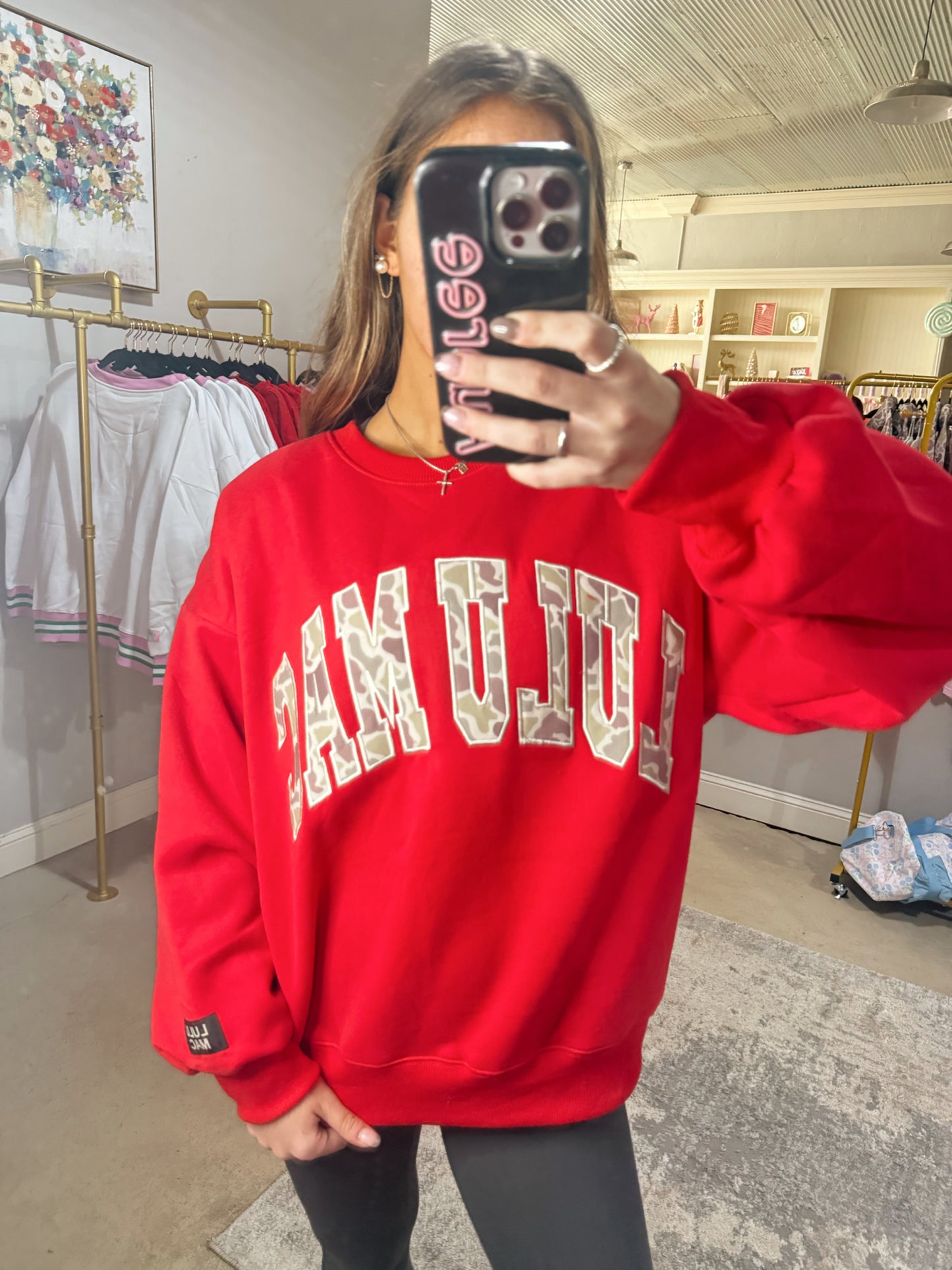 Red & Camo Lulu Mac Sweatshirt