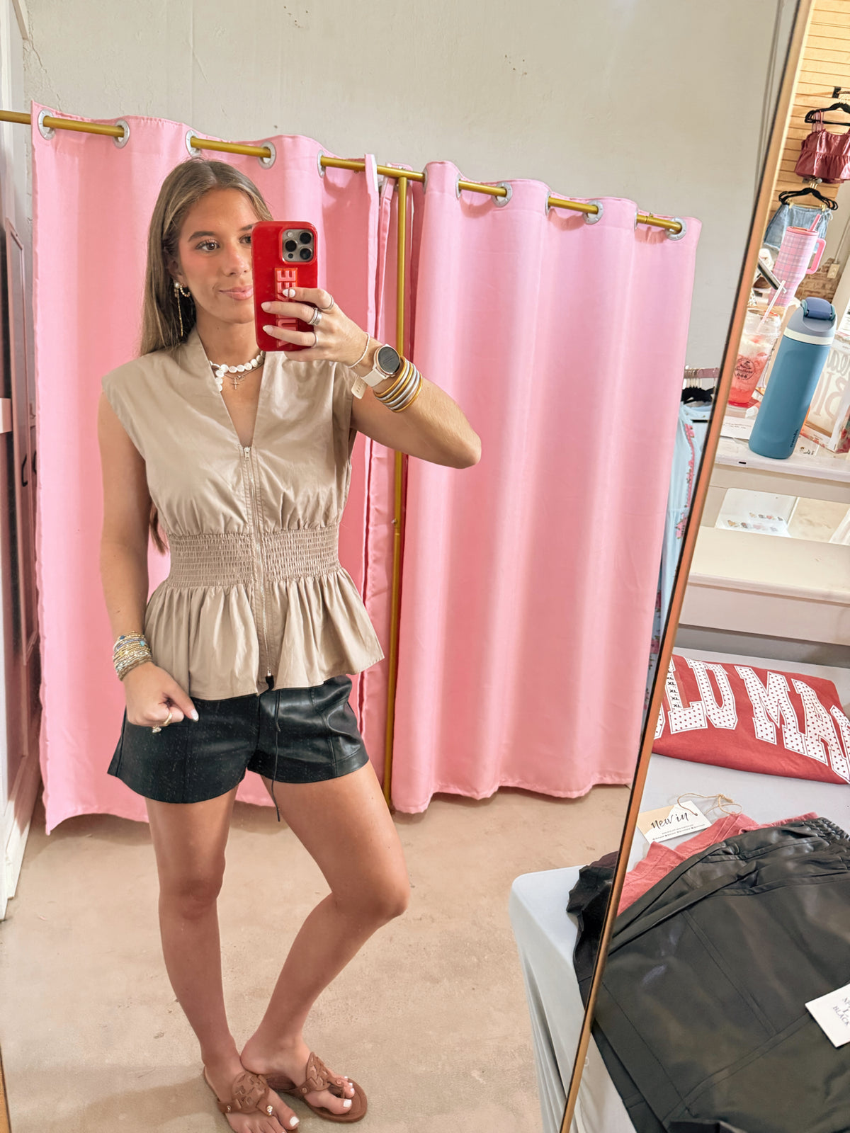 Taupe Zipped Top