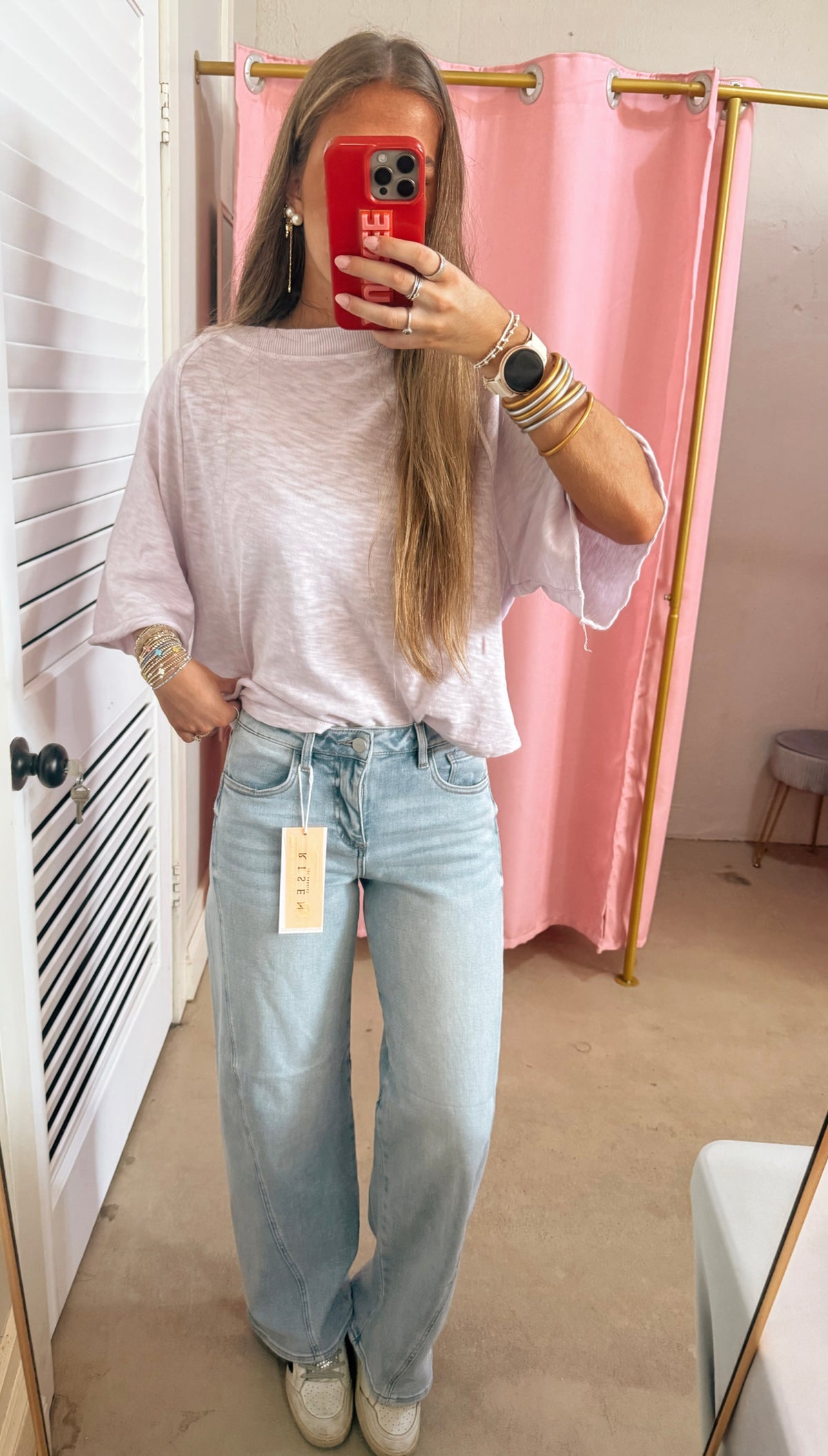 Light Denim Risen Barrel Jeans