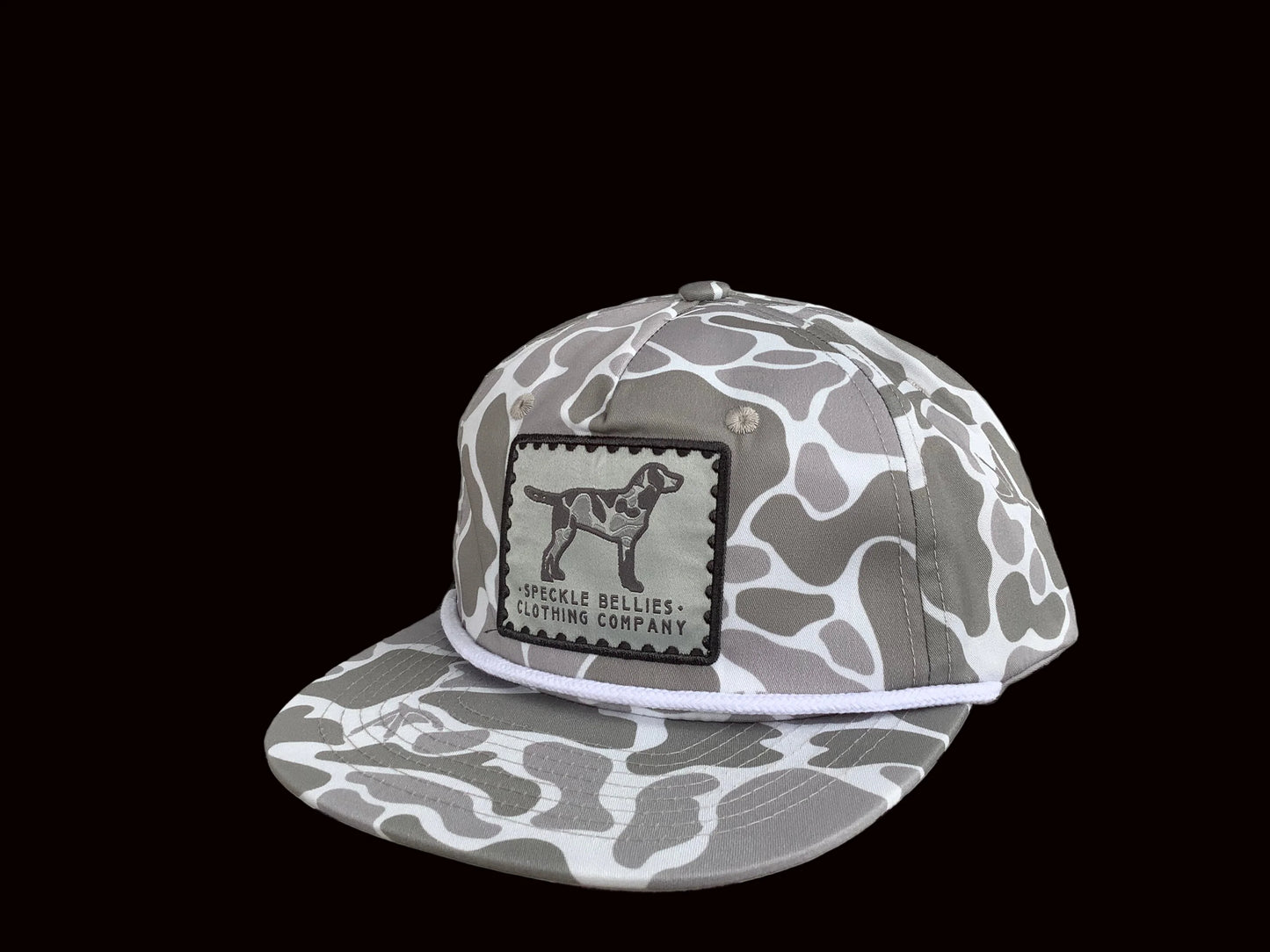 Grey Camo Dog Speckle Bellies Rope Hat