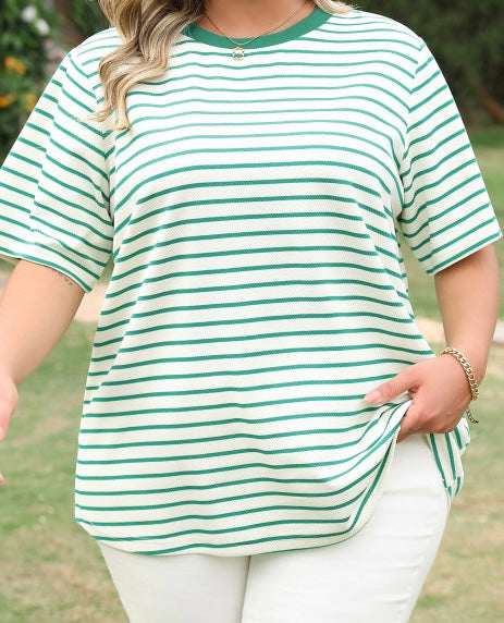 Green Stripe Plus Top