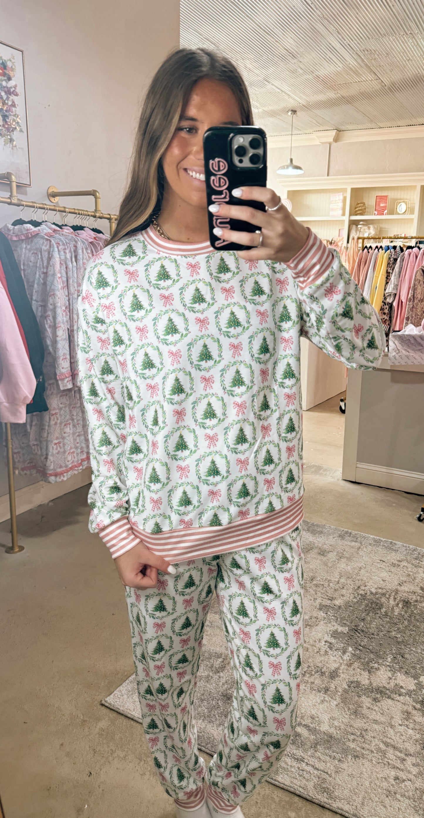 Pink + Green Christmas Pajama Set