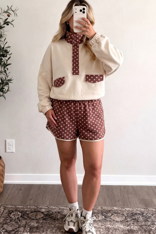 Tan/Brown Polka Dot Set