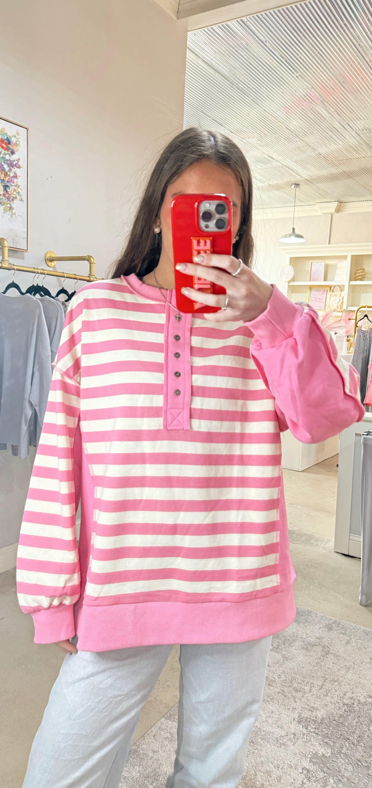 Pink Striped Top