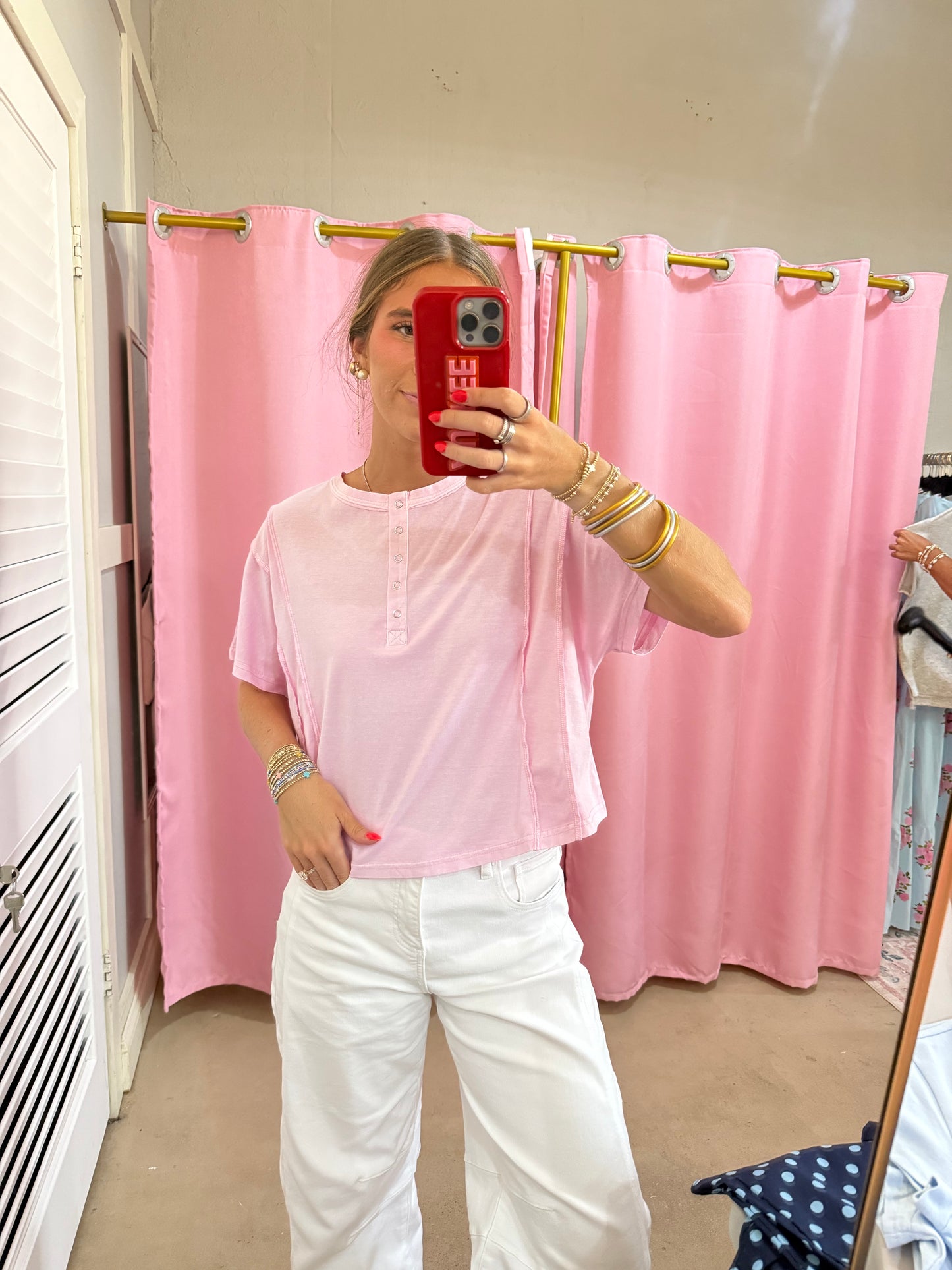 Pink Buttoned Top