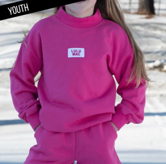 Pink Youth Terry Cloth Lulu Mac Mockneck