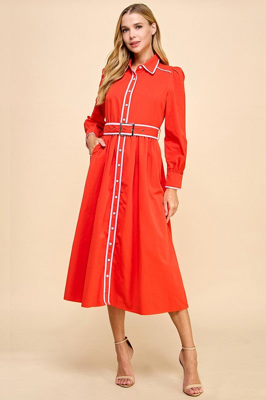 Red/Pink Midi Dress