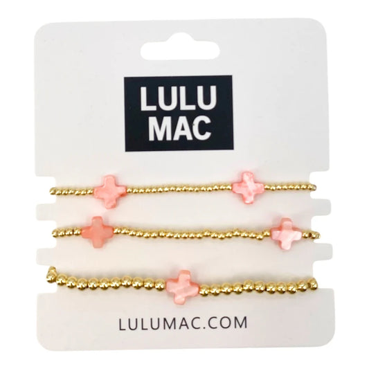 Pink Lulu Mac Cross Bracelets