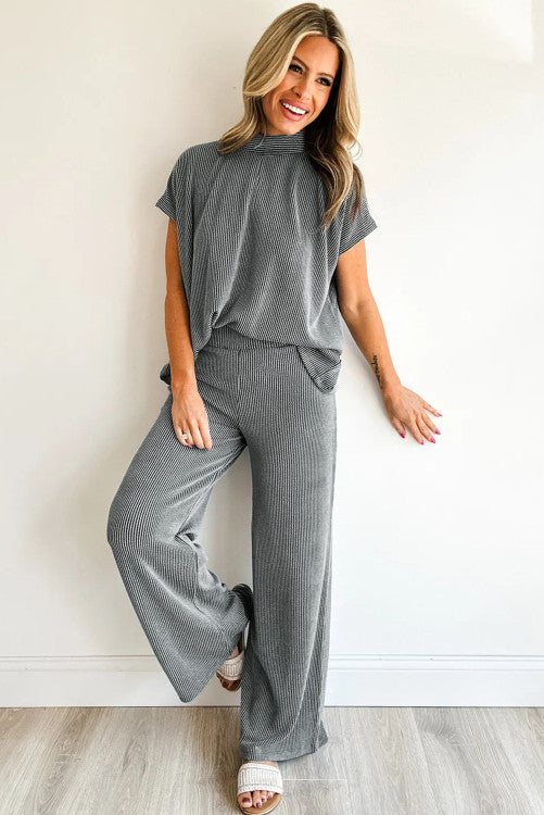 Grey Ribbed Set