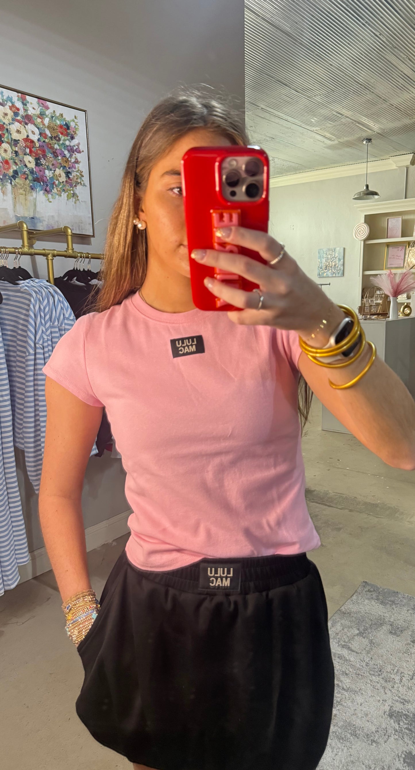 Pink Lulu Mac Babydoll Tee