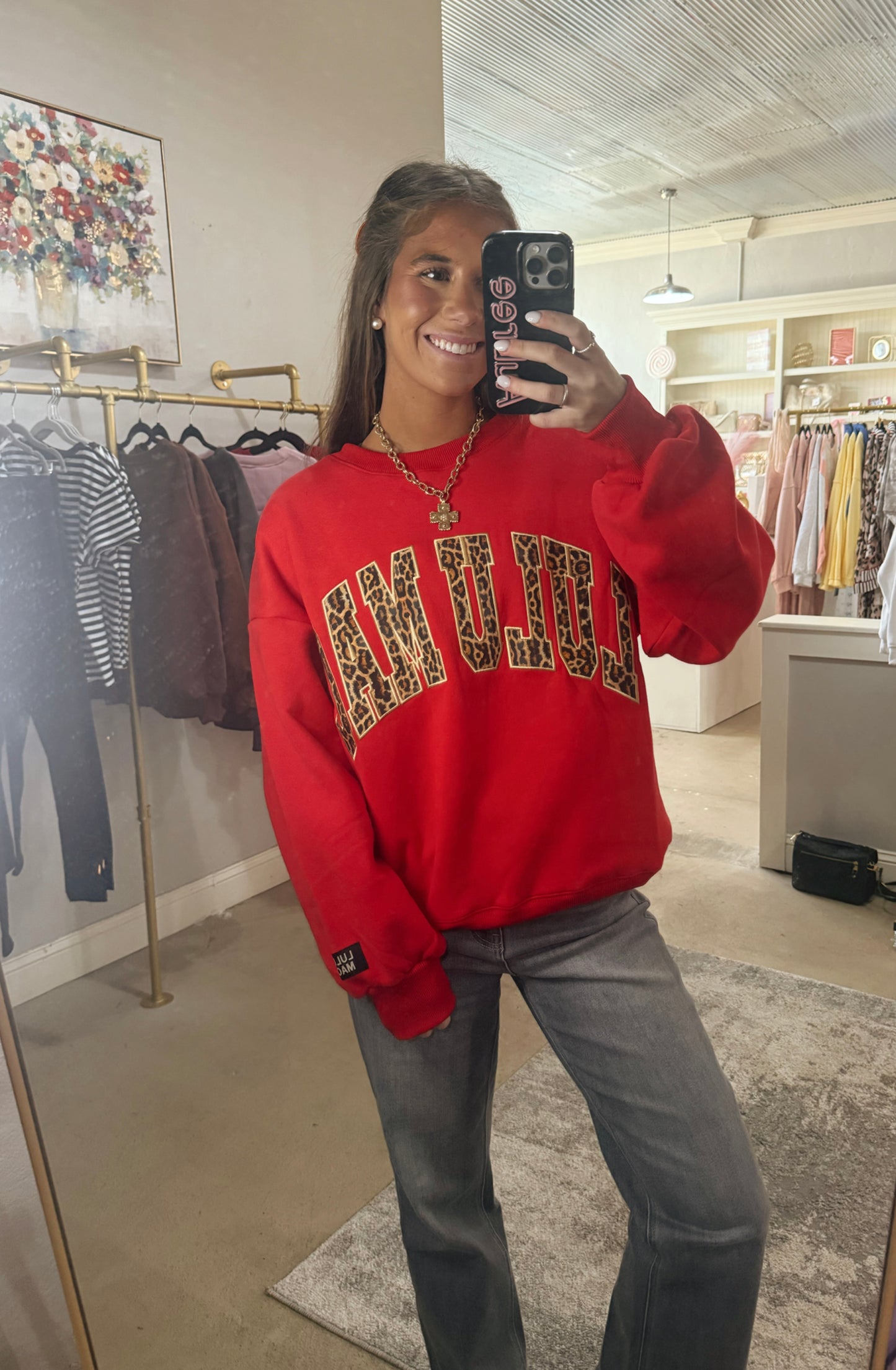 Red & Cheetah Lulu Mac Sweatshirt