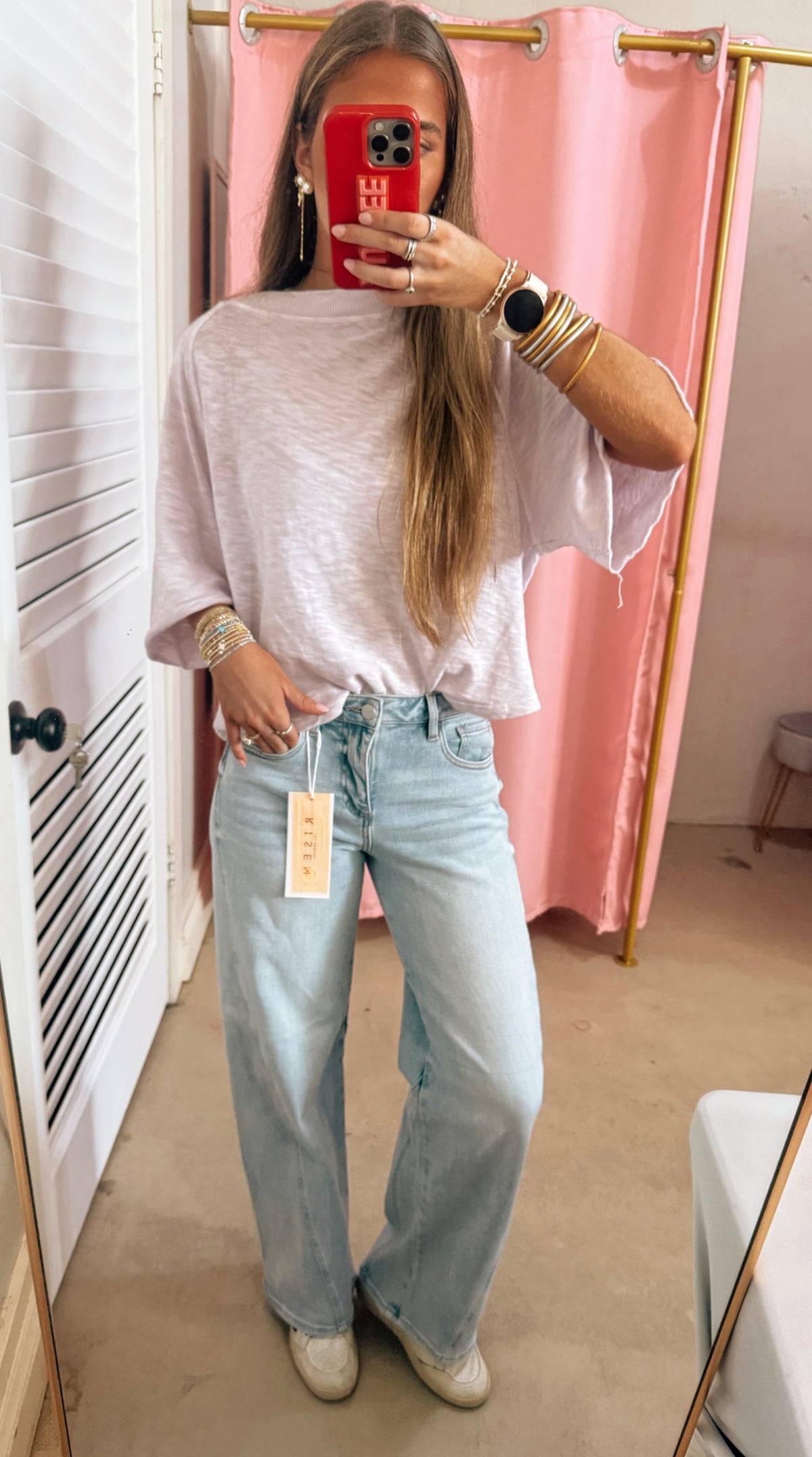 Light Denim Risen Barrel Jeans