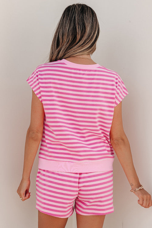 Pink Striped Short Set