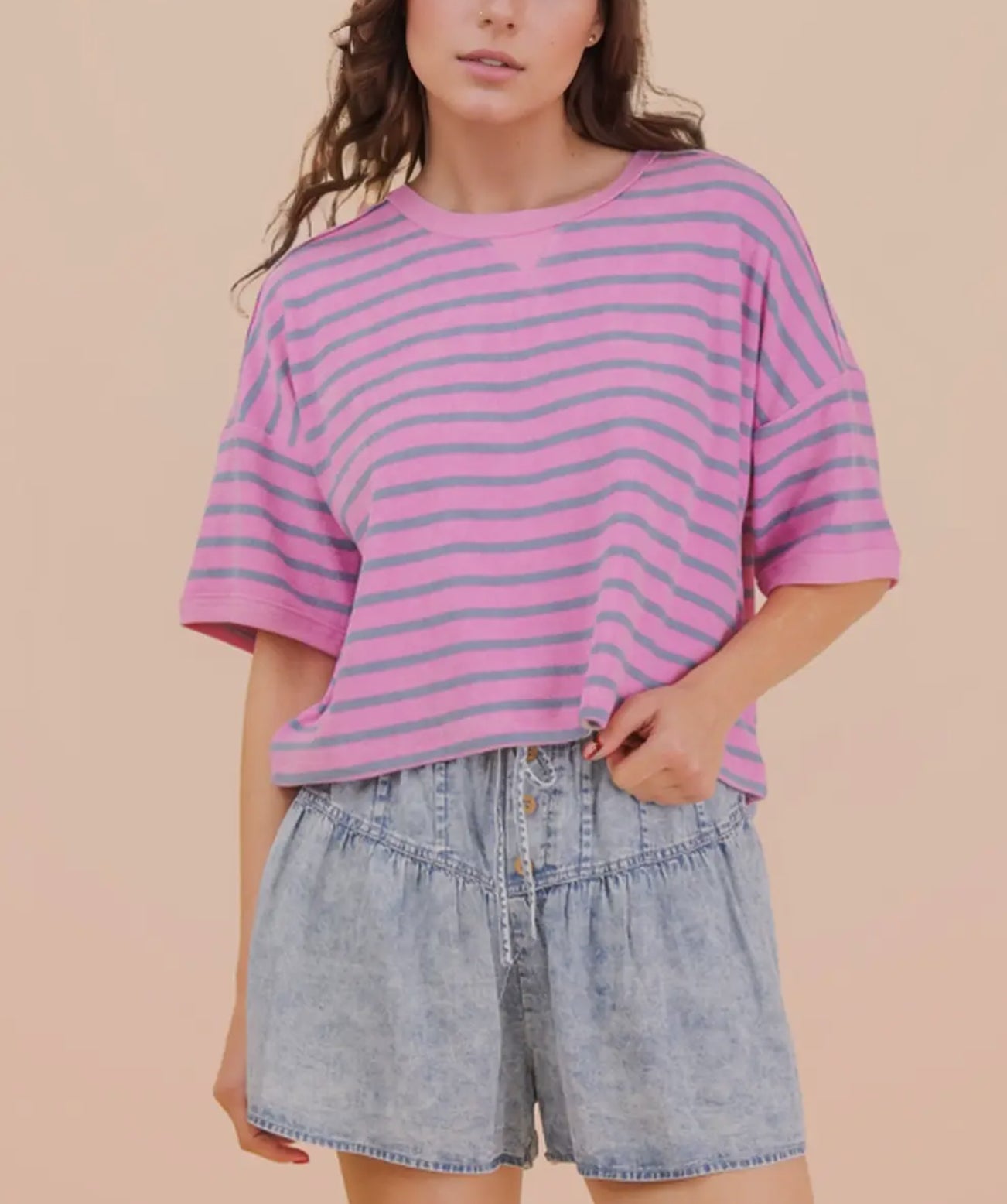 Pink & Blue Stripe Top