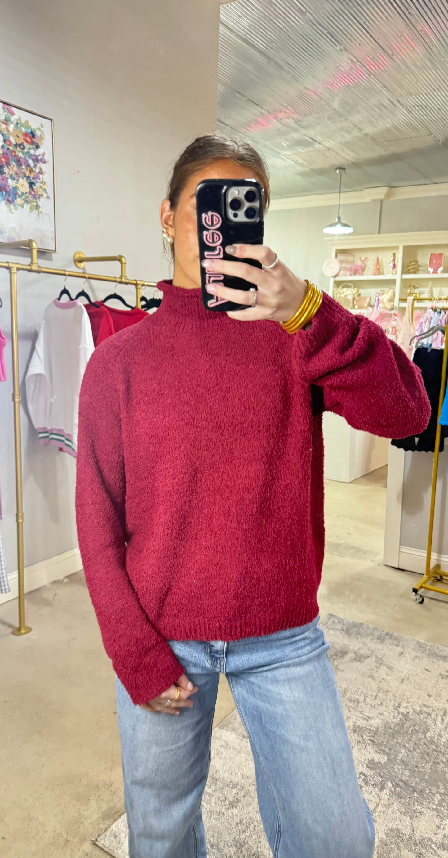 Maroon High Neck Sweater