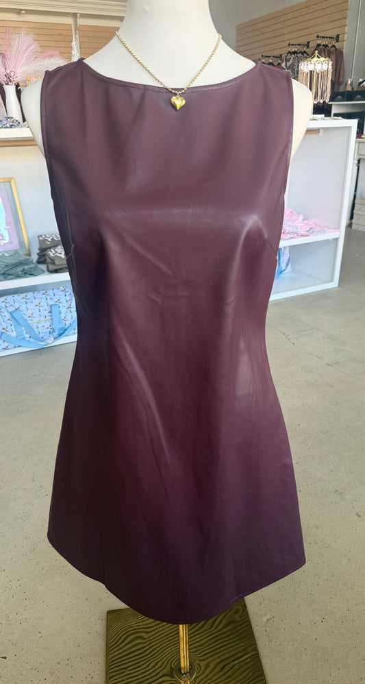 Maroon Leather Dress