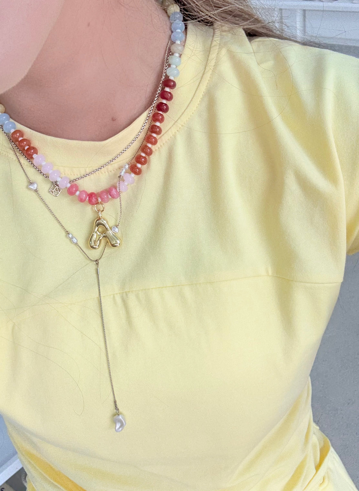 Rainbow Beaded Initial Necklace