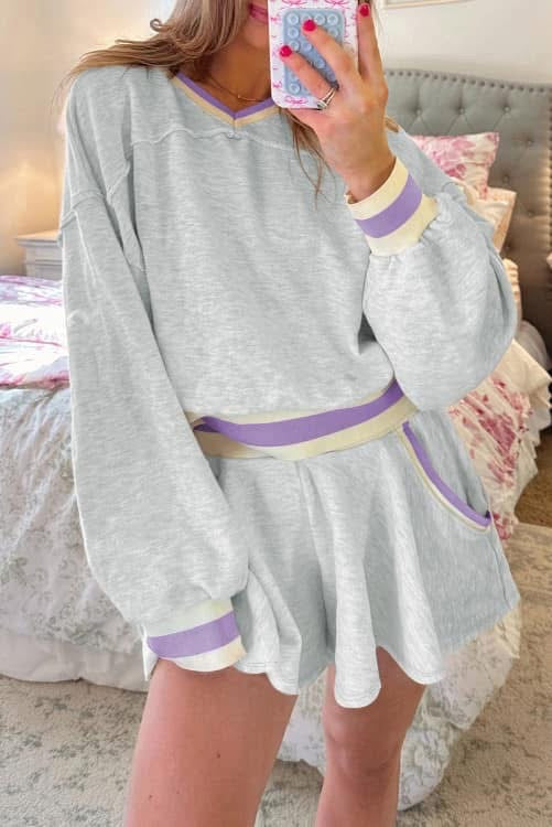 Grey and Purple Short Set