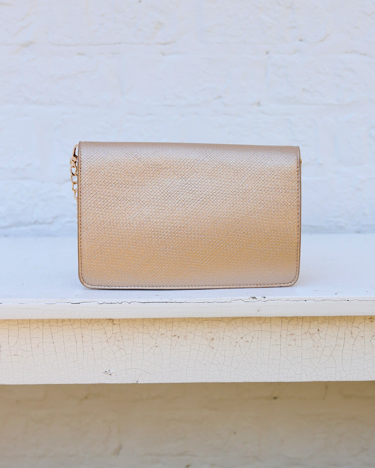 Caroline Hill Woven Gold Bryn Clutch/Crossbody