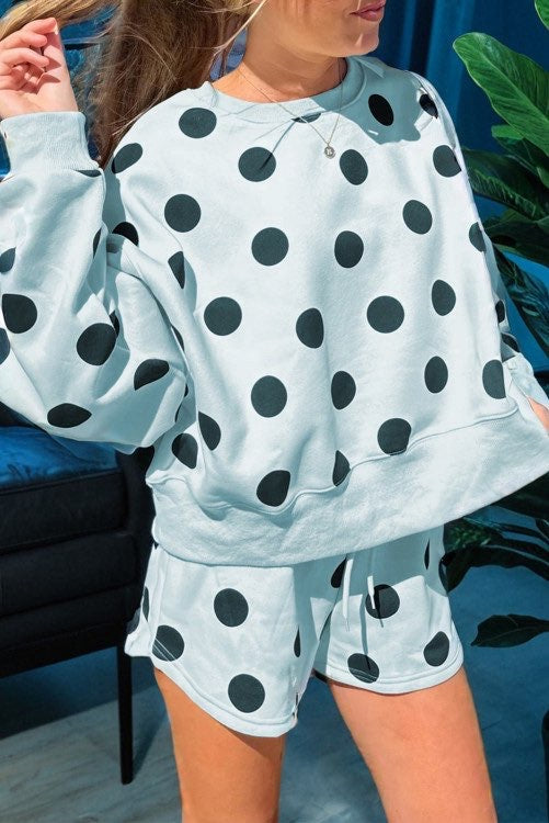 Blue Polka Dot Short Set
