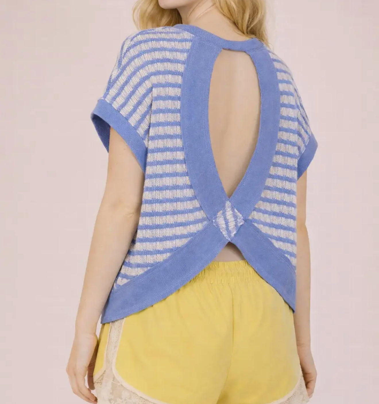 Blue Stripe Open Back Top
