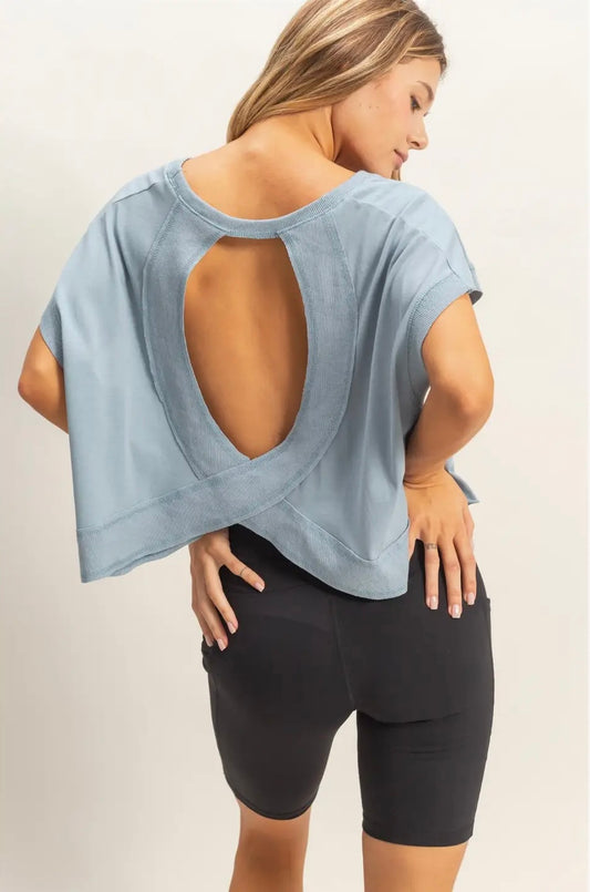 Light Blue Open Back Tee
