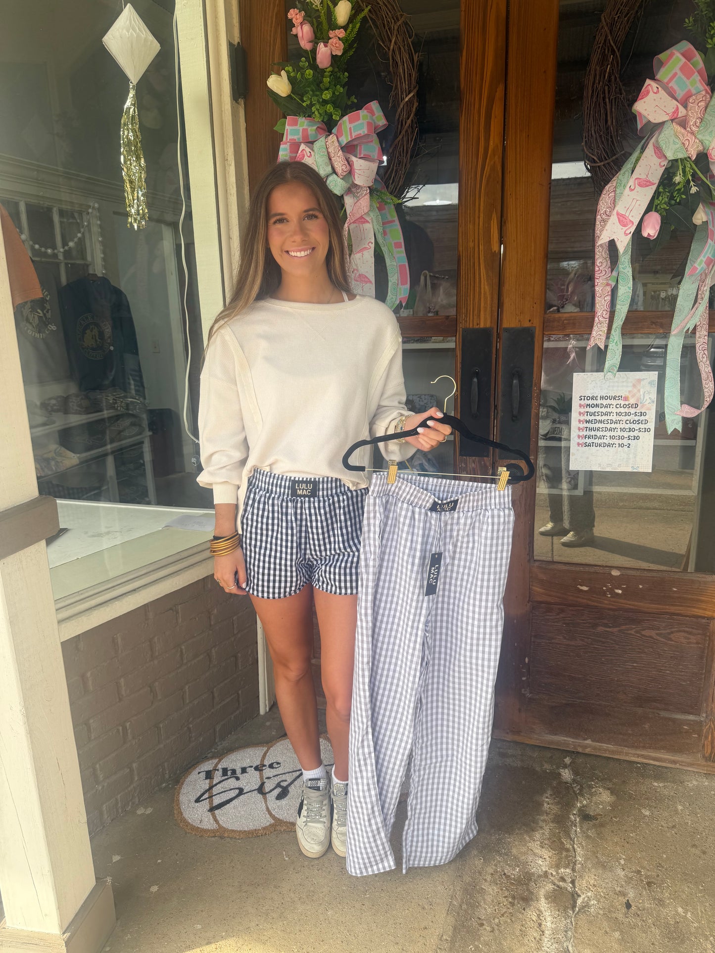 Black Gingham Lulu Mac Shorts