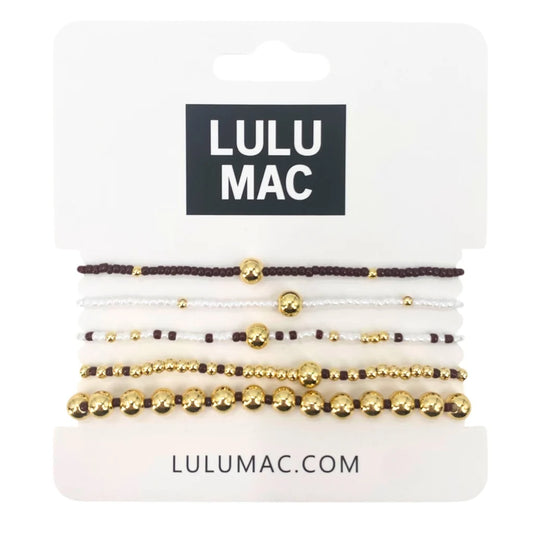 Lulu Mac Maroon Beaded Bracelet Set