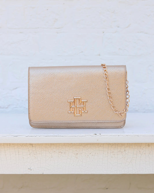 Caroline Hill Woven Gold Bryn Clutch/Crossbody
