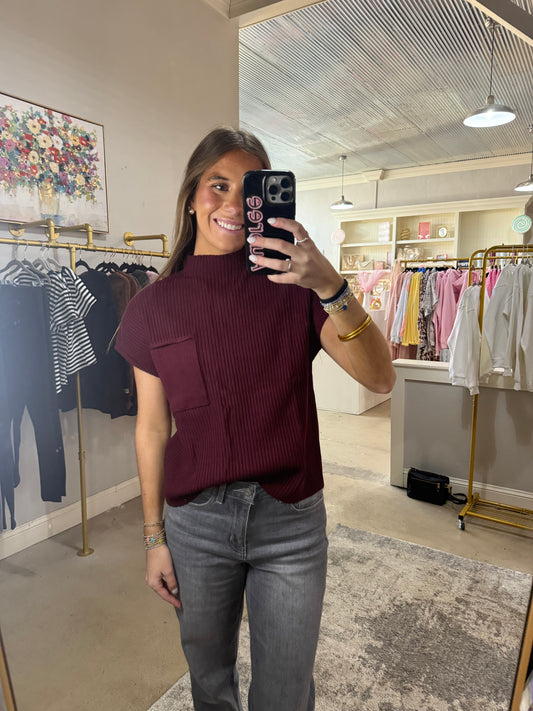 Maroon Sweater with Pocket
