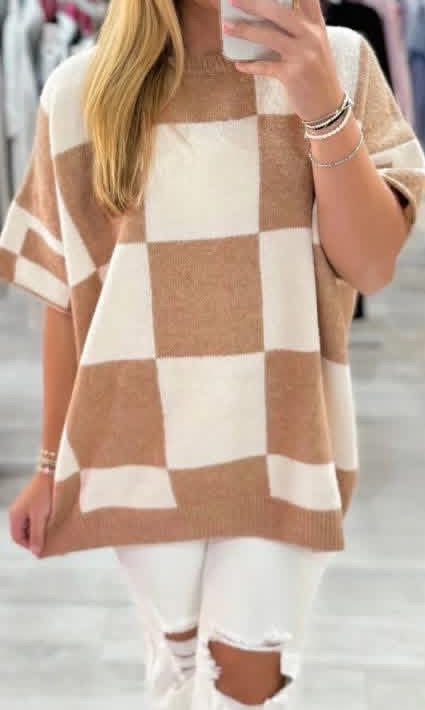 Tan checkered sweater