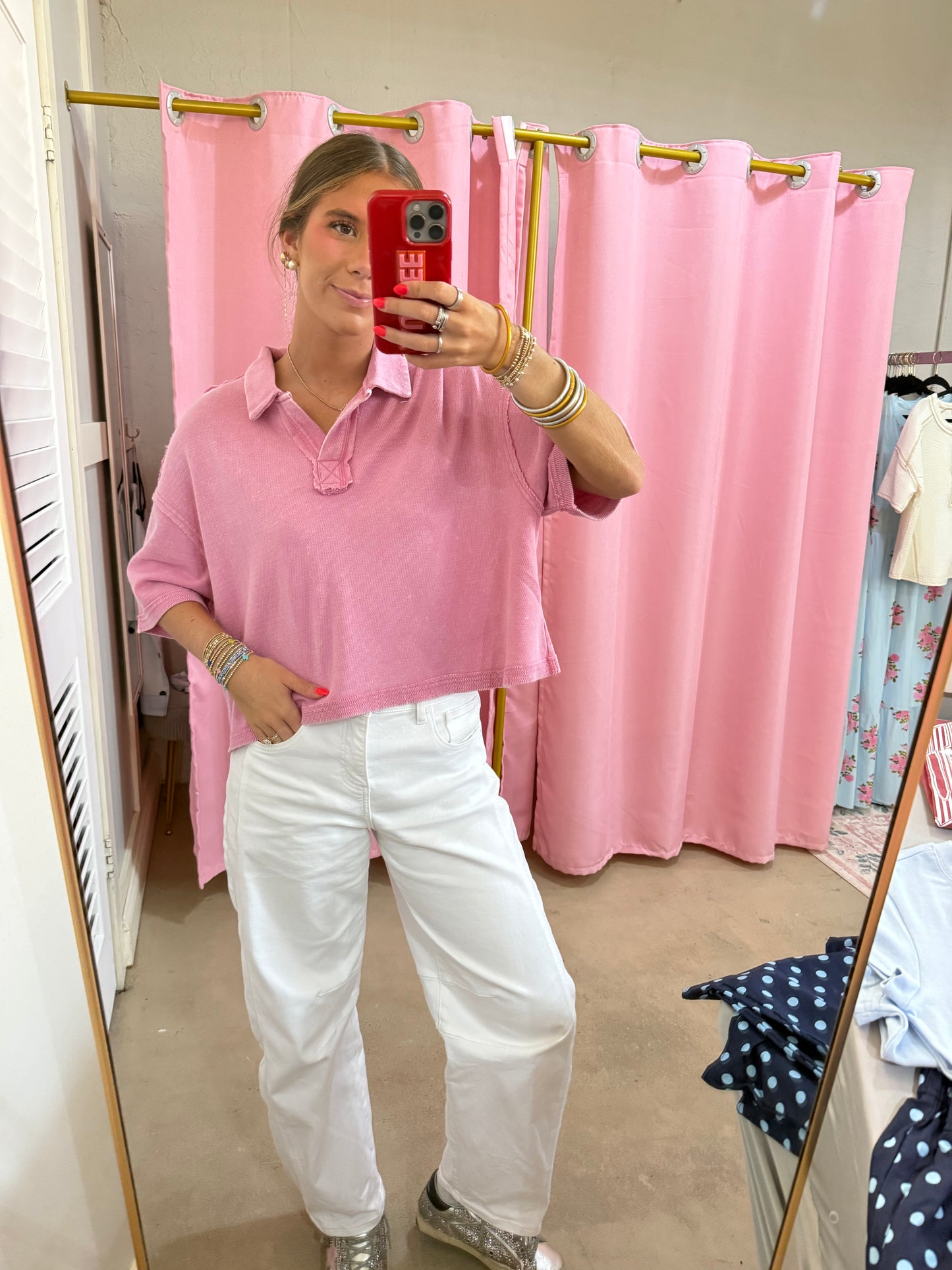 Pink Collared Top