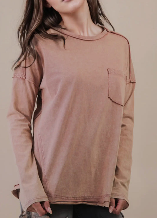 Tan Mineral Washed Top
