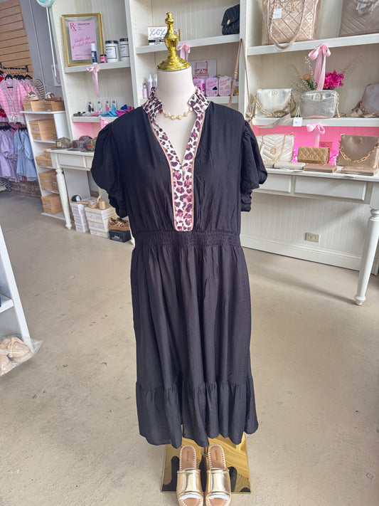Black Leopard Plus Dress