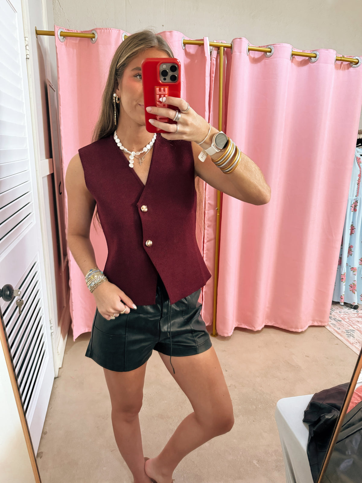 Maroon Vest with Gold Buttons
