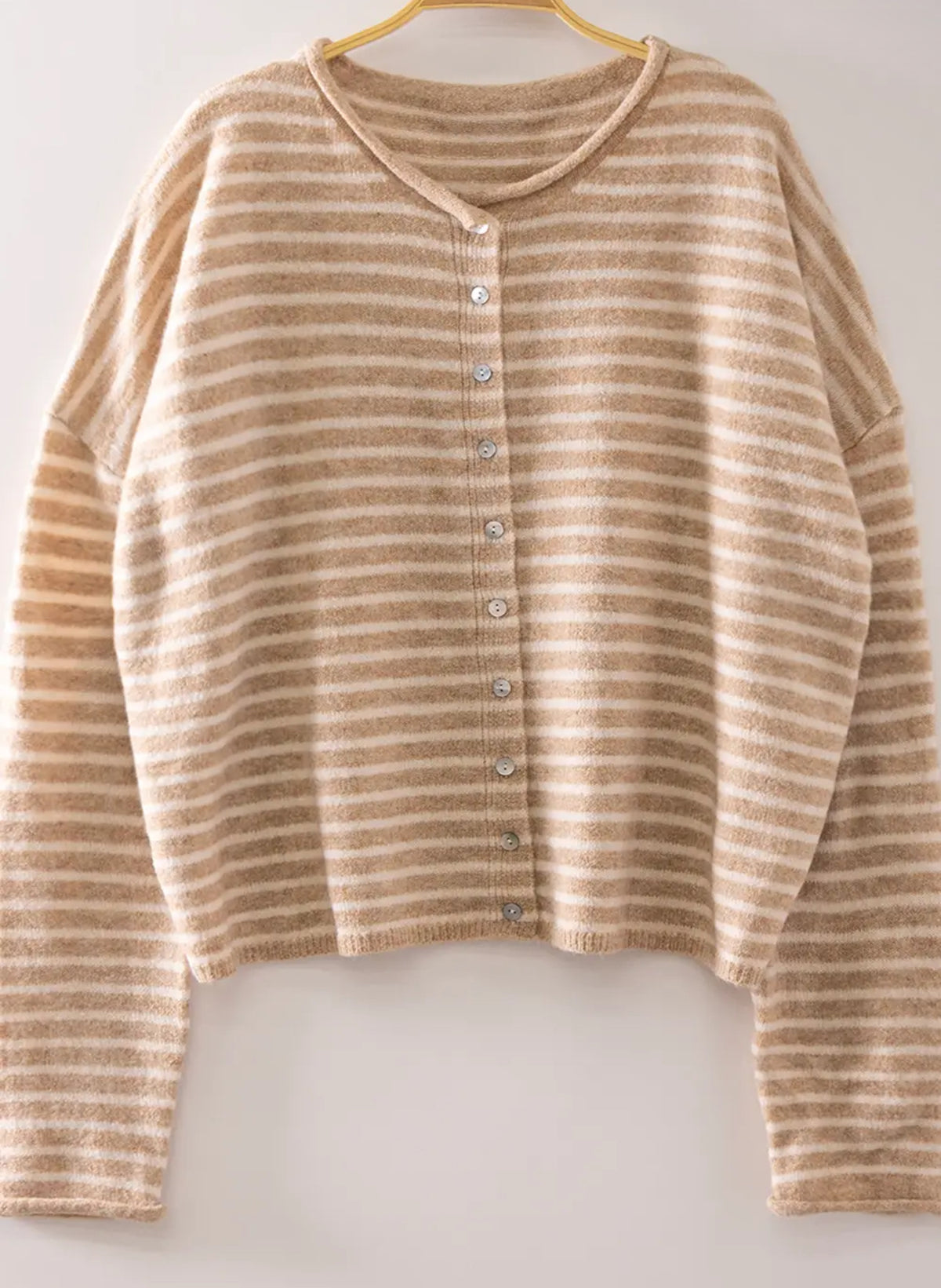 Tan Striped Cardigan